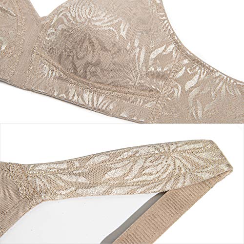 Deyllo Women's Full Coverage Plus Size Comfort Minimizer Bra Wirefree Non Padded(Toffee,36B) #TOP4