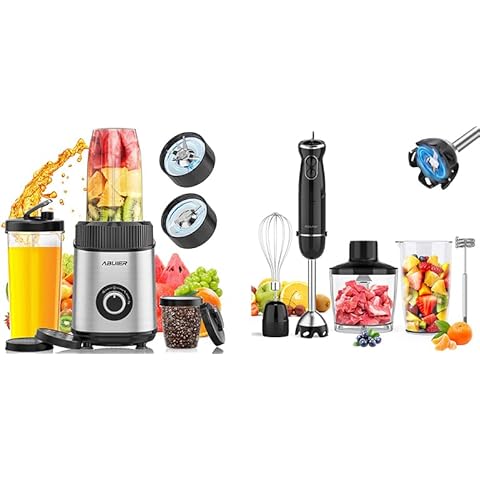 Abuler 1200W Blender for Shakes and Smoothies with 5 in 1 Hand Blender Cover
