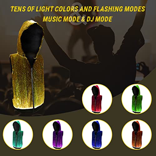 Men's LED Light up Pullover Black Hoodies Full Zip Hooded Tank Top For Raves Party Gift2