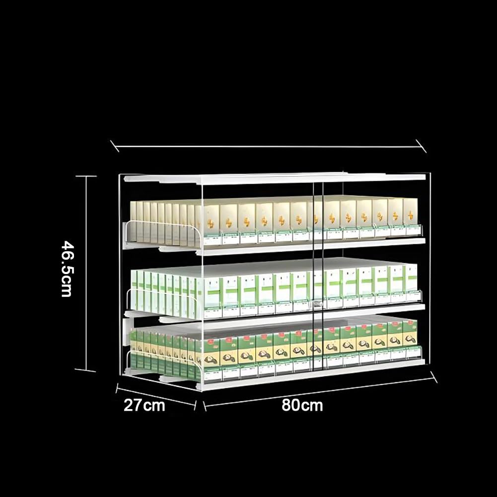 Zfmnoyev Acrylic Automatic Cigarette Pusher Display Cabinet, Wall Mounted Supermarkets Cigarette Display Storage Rack with Door and Lock, for Store Retail(31.5x10.6x18.3in)