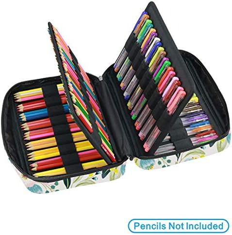 YOUSHARES 166 Slots Colored Pencil Case - Pen Case Organizer with Multilayer Holder for Prismacolor Colored Pencils & Gel Pen of Student Adult & Artist (Blossom)