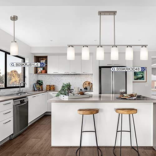 Todoluz 1-Light Farmhouse Chandelier Pendant Light Fixtures With Opal White Shades, Hanging Ceiling Pendant Lighting Brushed Nickel For Kitchen Dining Room Study thumb #4