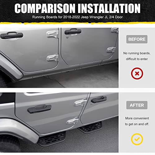 Utiiy Compatible With 2018-2023 Jeep Wrangler Jl 4 Door Running Boards All Steel Build Black Side Steps For Front/Rear Door Fit For Jeep Wrangler Jl Accessories #TOP1