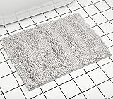 SHIMAKYO Soft Shaggy Chenille Striped Pattern Bath Rugs, Absorbent Non-Slip Bathroom Mats, 17'X24' Extra Thick Bath Room Carpet, Dust Absorption, Machine Washable, Fast Drying, Gray
