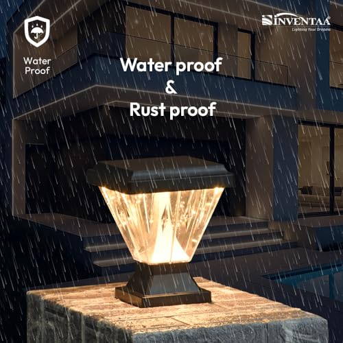 Image of INVENTAA Chiti Sky 12W LED 3-in-1 Color (Warm, Neutral, Cool) Light for Home Gate | Rustproof Gate Lamps for Outdoor Compound, Garden, Patio Piller Lights Gate Lights for Outdoor Waterproof