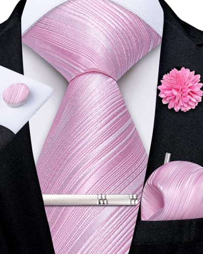 Image of DiBanGu Silk Pre-tied Ties for Men Formal Adjustable Necktie Set | 6PCS,Zipper Tie,Pocket Square,Cufflinks,Tie Clip & Lapel Pin,Wrinkle-Resistant,Premium Gift Box,Formal Business Wedding Party