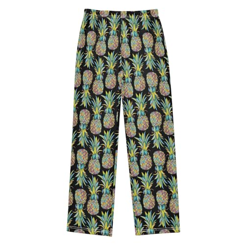 ZZXXB Pineapples Boys Long Pants Soft Trousers Elastic Waist Kids Lounge Bottoms with Pockets S-XL
