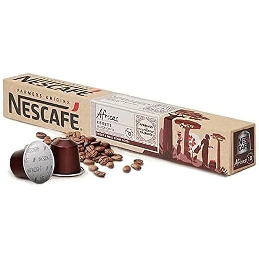 Nescafé - Estuche 10 Cápsulas Nescafe Farmers Origins Africas Café Ristretto Arábica Robusta Intensidad 10 Compatibles Con Máquinas Nespresso En Oferta Nescafe Capsulas De Café Molido De Tueste Natural, 10 X 55G