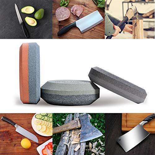 GERIINEER 2-IN-1 Schleifstein Axt und Messer, Schärfer Abziehstein für Messer, Puck Schärfstein für Gartengeräte Küchenmesser Meißel Äxte (180/320 Körnung)