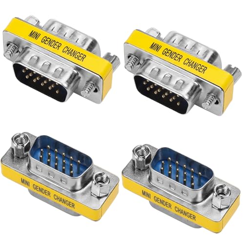 VISSQH 4 Pezzi HDB15 maschio a maschio Accoppiatore Connettore,HDB15 15 pin VGA SVGA seriale adattatore per Gender Changer