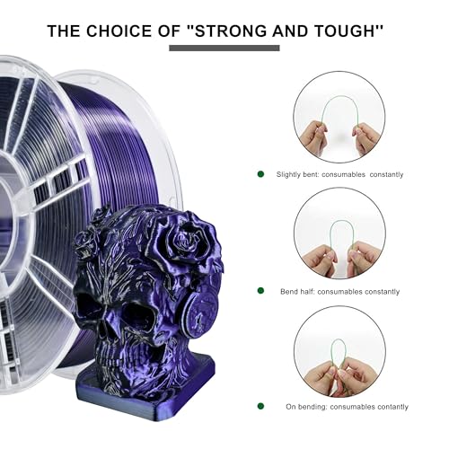 Image of iBOSS Silk Dual Color Purple Black PLA Plus Filament,1kg 3D Printer High-Speed Filament 1.75mm + / -0.02mm, Suitable for Most FDM Printers, PLA+ 3D Filament(Silk Purple Black)