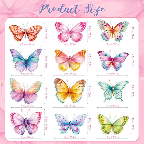 Image of 30 Pieces Butterfly Party Decorations - Watercolor Butterfly Hanging Swirls Spring Summer Theme Butterfly Decorations for Birthday Wedding Baby Shower Party Supplies