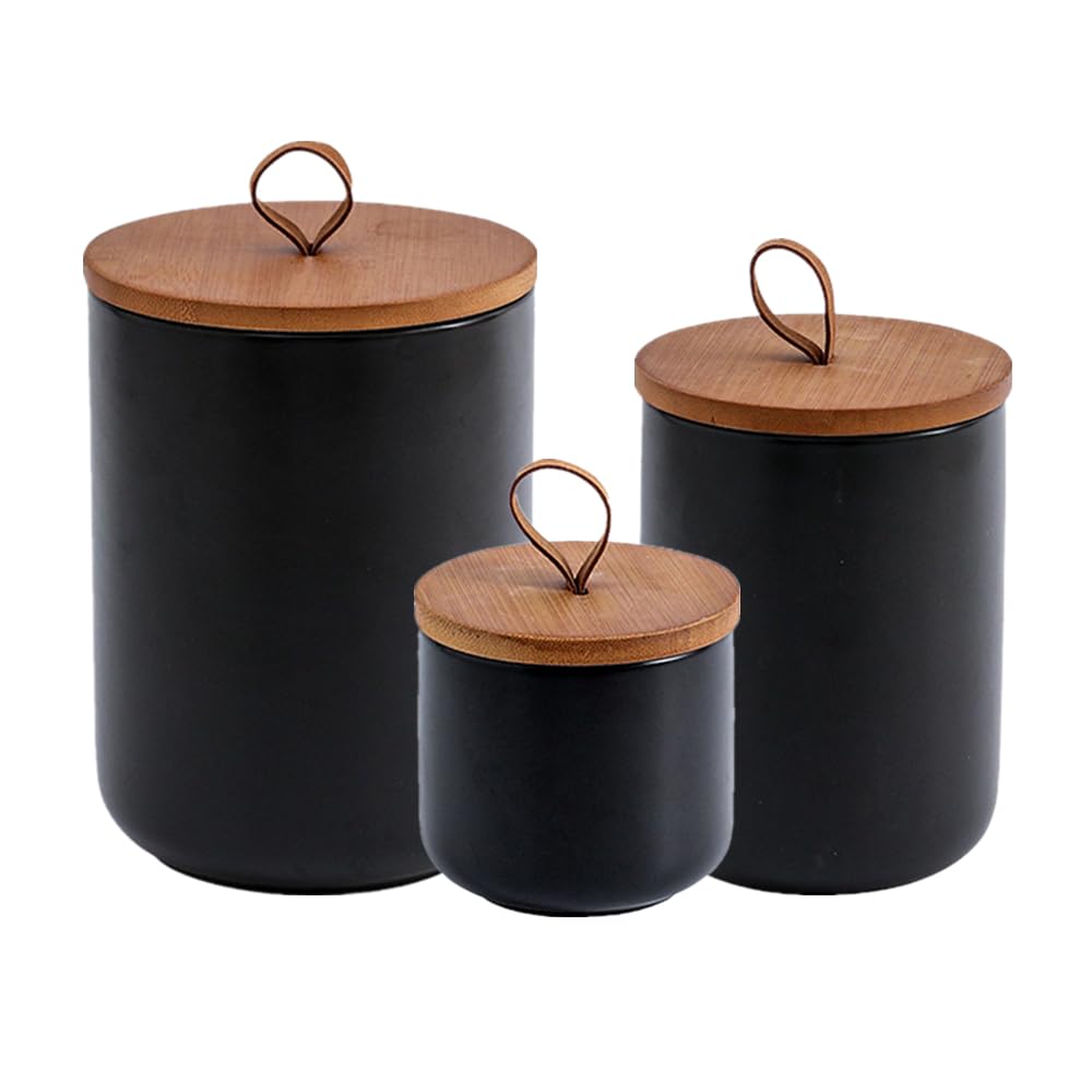 3er Set Vorratsdosen Keramik mit Deckel, Kaffeedose Teedose Vorratsdosen Porzellan, Aufbewahrungsdosen küche für Tee Kaffee Bohne Zucker Gewürz Nüsse Korn(260ml,800ml,1300ml)