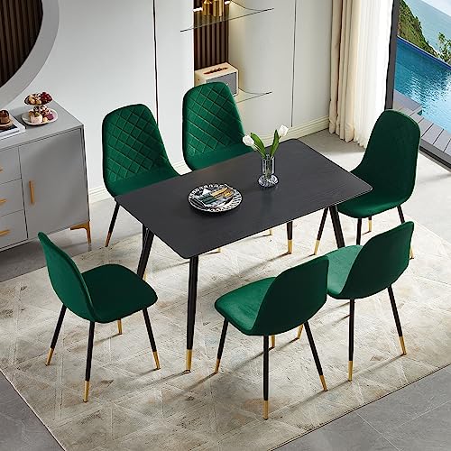 SQPFTW Green Velvet Dining Chairs Set of 6, Modern Kitchen