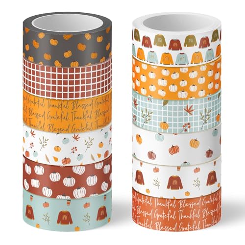 Cinta washi de otoño en set de 12 rollos decorativos para regalar a entusiastas de las manualidades
