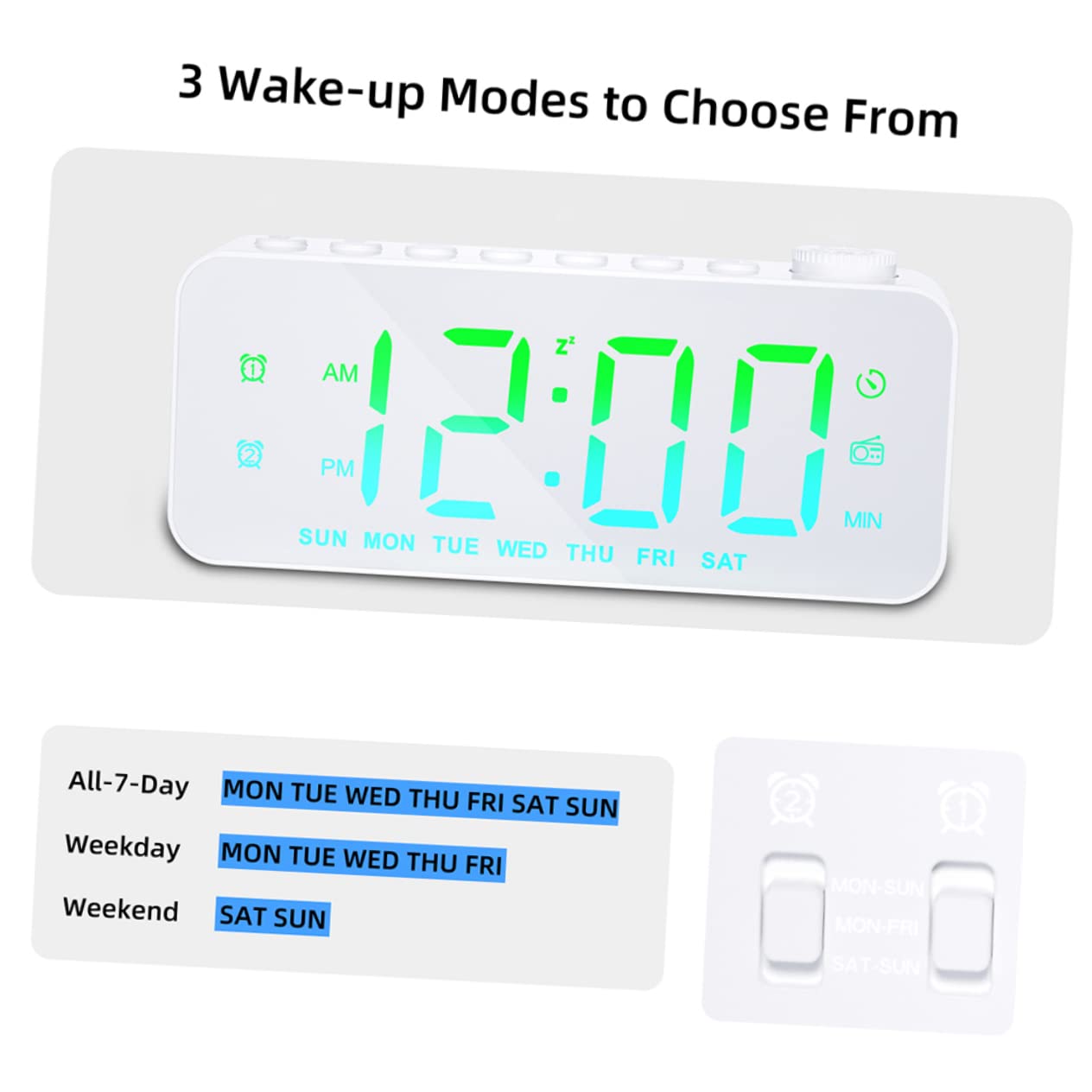 Radio Despertador de Pantalla Grande para Dormitorio Radio y Función de Carga USB como Despertador Digital para Obsequio