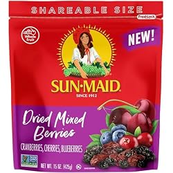 Sun-Maid Dried Mixed Berries - 15 oz Resealable Bag | Dried Cranberries, Cherries, Blueberries - Holiday Snacks and Charcuterie Boards