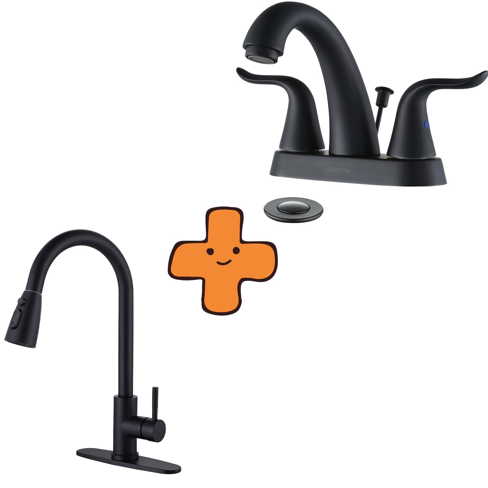 Jnfidosr Black Kitchen Faucet With Sprayer And Bathroom Faucet 2 Handle Bathroom Sink Faucet 4 Inch Centerset Bathroom Faucets