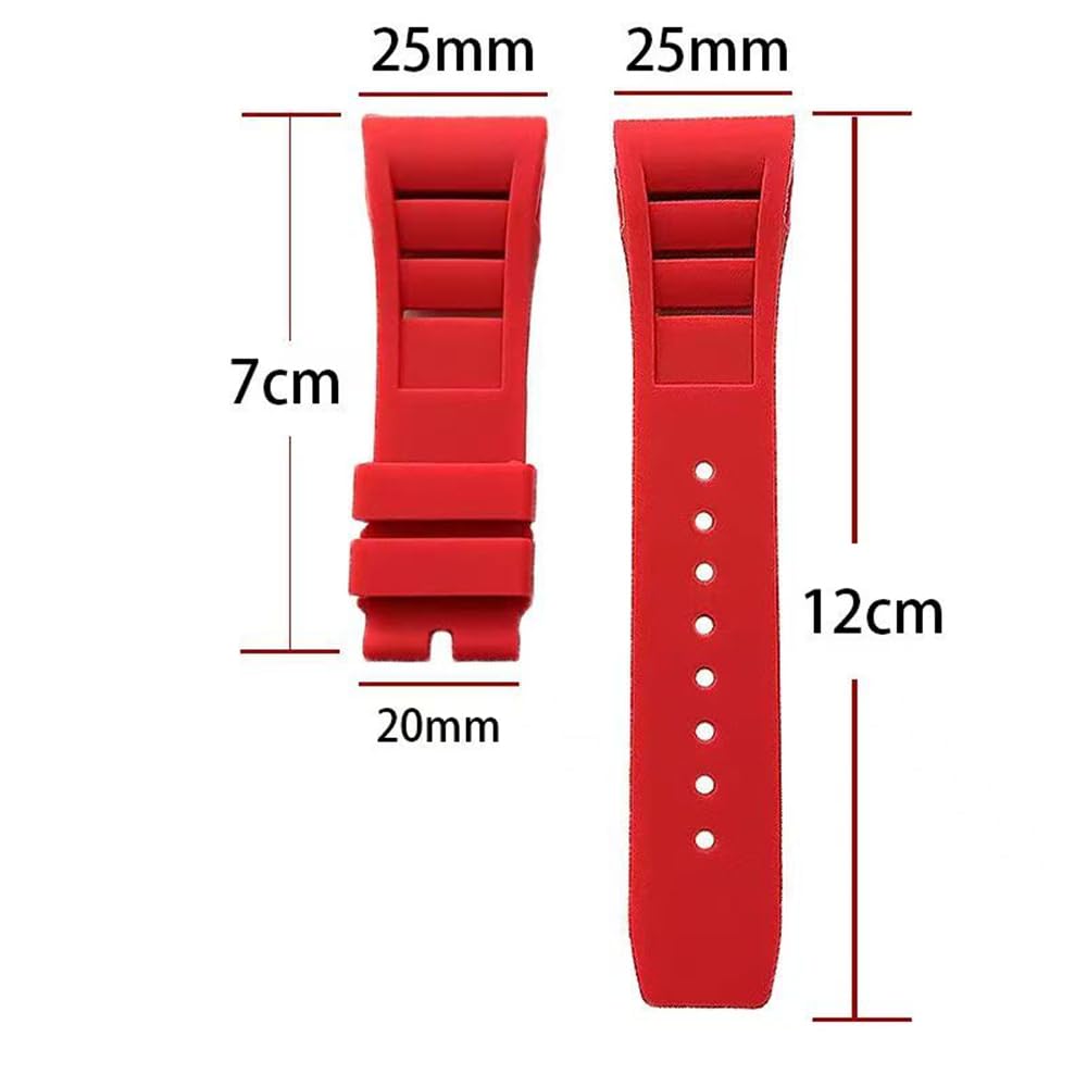 Cirtrar 25mm Rubber Silicone Watch Band Compatible with Richard Mille RM035 011 055 030