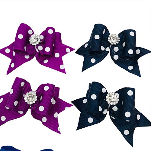 Pet Show 10Pcs Dot Hair Bows With Rubber Bands For Small Medium Dogs Puppies Cat Grooming Accessories Color Assorted Randomly #TOP3