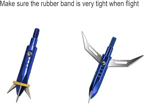 Miniatura 5 de e5e10 12 piezas de cabeza ancha de caza 100 granos de tiro con arco de acero inoxidable 420 de mayor dureza, 2 cuchillas + 1 funda de cabeza ancha