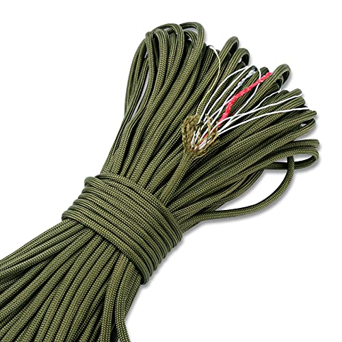 Number-one Paracord 550 Paracord 100ft Parachute Cord 10 Strands Polyester Core and Shell Tactical Paracord Rope Multi Purpose Outside Survival Lanyard Rope for Camping Garden Clothesline Hiking,Green