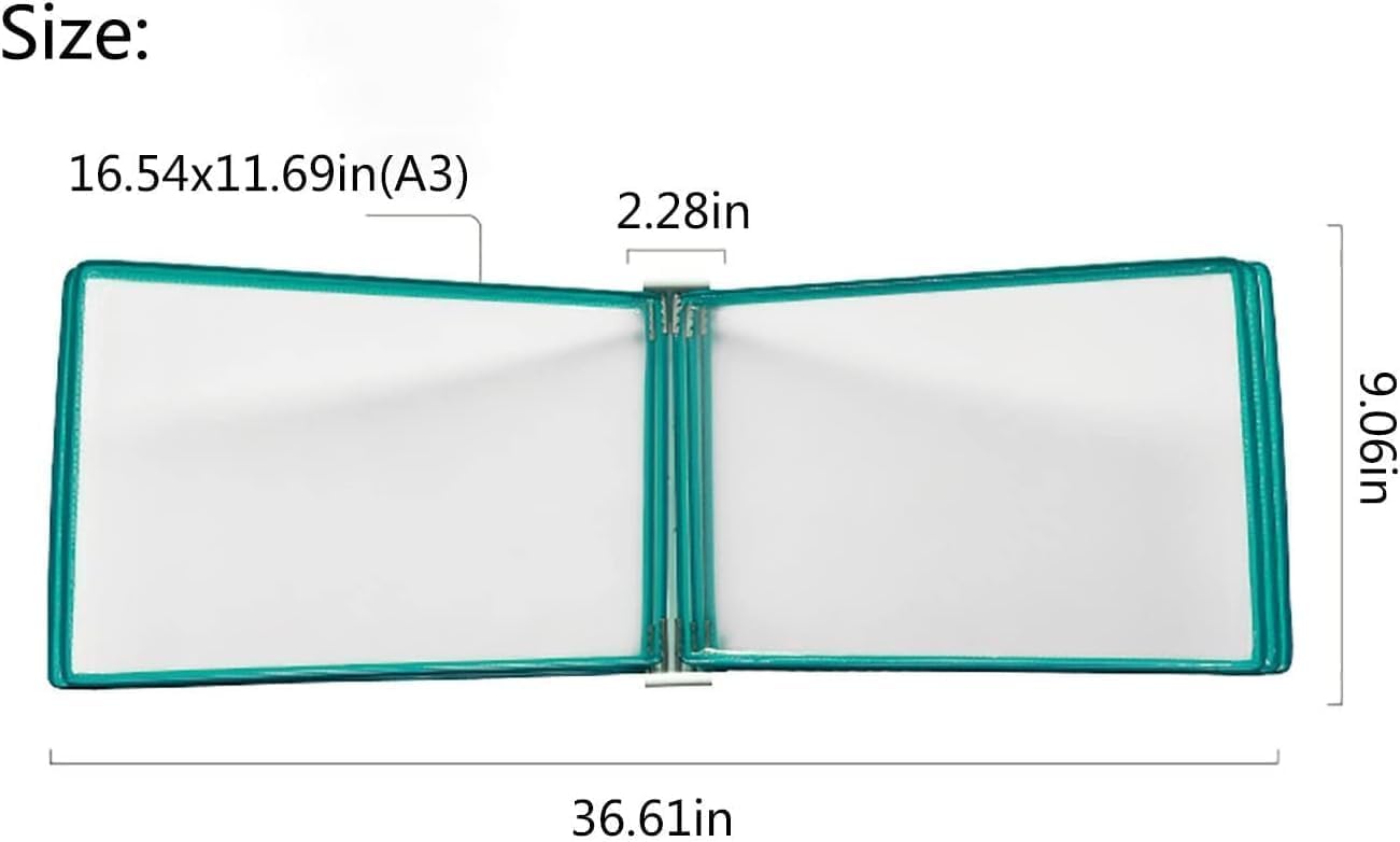 Portadocumenti da parete formato A4, unità a parete A3 con raccoglitore a fogli mobili e base magnetica, espositore a parete per poster e libri a fogli mobili per workshop, mostre e uffici (blu)