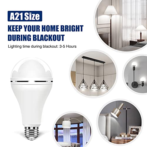 image for BoRccdit A21 6PK Emergency-Rechargeable-Light-Bulb, Keep Lighting Duri