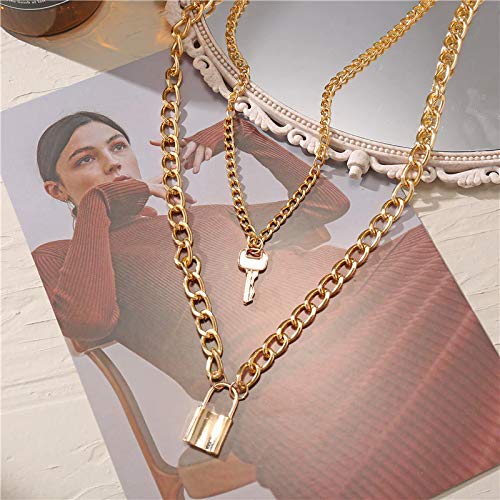 Valentine Layered Lock and Key Necklace