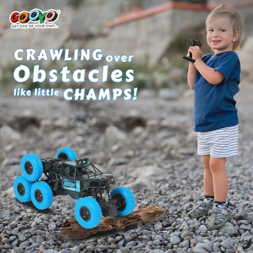 Image of Gooyo GY-97 Hi-Speed Rechargeable Remote Control Rock Crawler Car Toy | 8 Tyres Monster Truck Rock Crawler | 50 Climbing RC Car 4x4 Off-Road Car Toy | Blue | in-Built Battery | Gift Box Pack