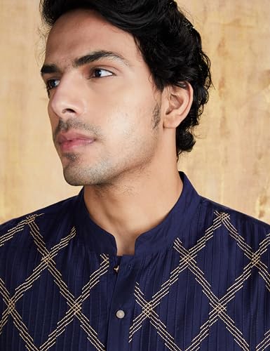 Image of Amazon Brand - Symbol Men Festive Long Regular Fit Kurta & Pyjama Set (2Pcs)