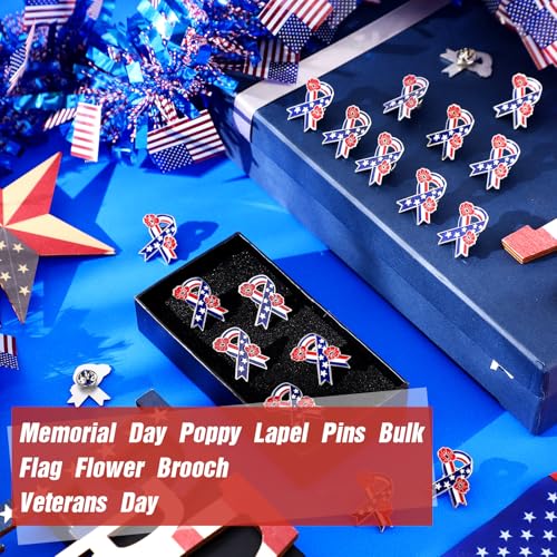 Image of Tondiamo Patriotic Poppy Flower Brooch Pins