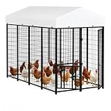 LUXEYARD Advanced Series 8x4 ft Metal Chicken Coop Run with Side Hardware Cloth, Large Walk-in Outdoor Poultry Cage Heavy Duty Predator Proof Hen Duck Rabbit Farm Pen House, Waterproof Anti-UV Cover