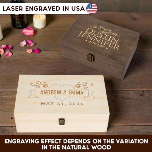 Personalized Anniversary Box, Engraved Wooden Keepsake Box for Couples - Image 5