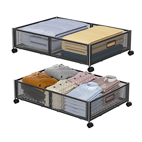 Bietcr Under Bed Storage With Wheels, Underbed Storage Containers Drawers, Under Bed Shoe Storage Organizer For Bedroom Clothes Shoes Blankets (2Pck, Black) #TOP30