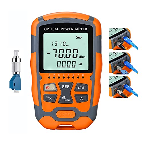 Duogalia 4-in-1 Fiber Optic Tester, Portable Fiber Power Meter FC/SC/ST Standard Interface, Built-in 30Km Visual Fault Locator (OPM&VFL) Network Cable Tester with 1pc FC to LC Adapter