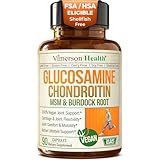 Glucosamine Chondroitin MSM – Joint Support Supplement for Women and Men with Glucosamine Sulfate 1500 mg, Chondroitin and MSM – for Cartilage, Joint Health and Flexibility – 90 Capsules, Vegan