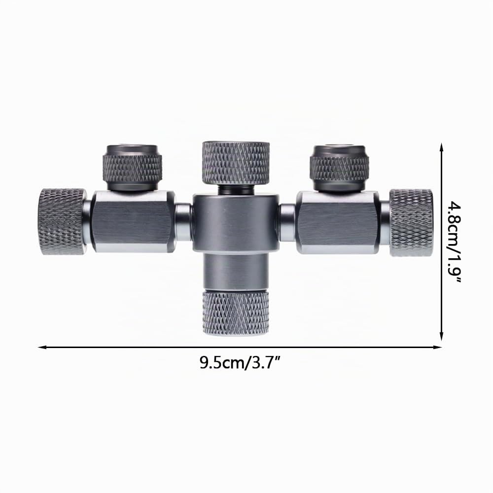 MiOYOOW Divisor de CO2 para Acuario, regulador de CO2 para Acuario, válvula de Aguja Doble de precisión de aleación de Aluminio, apilable de 2 vías para Contador de Burbujas