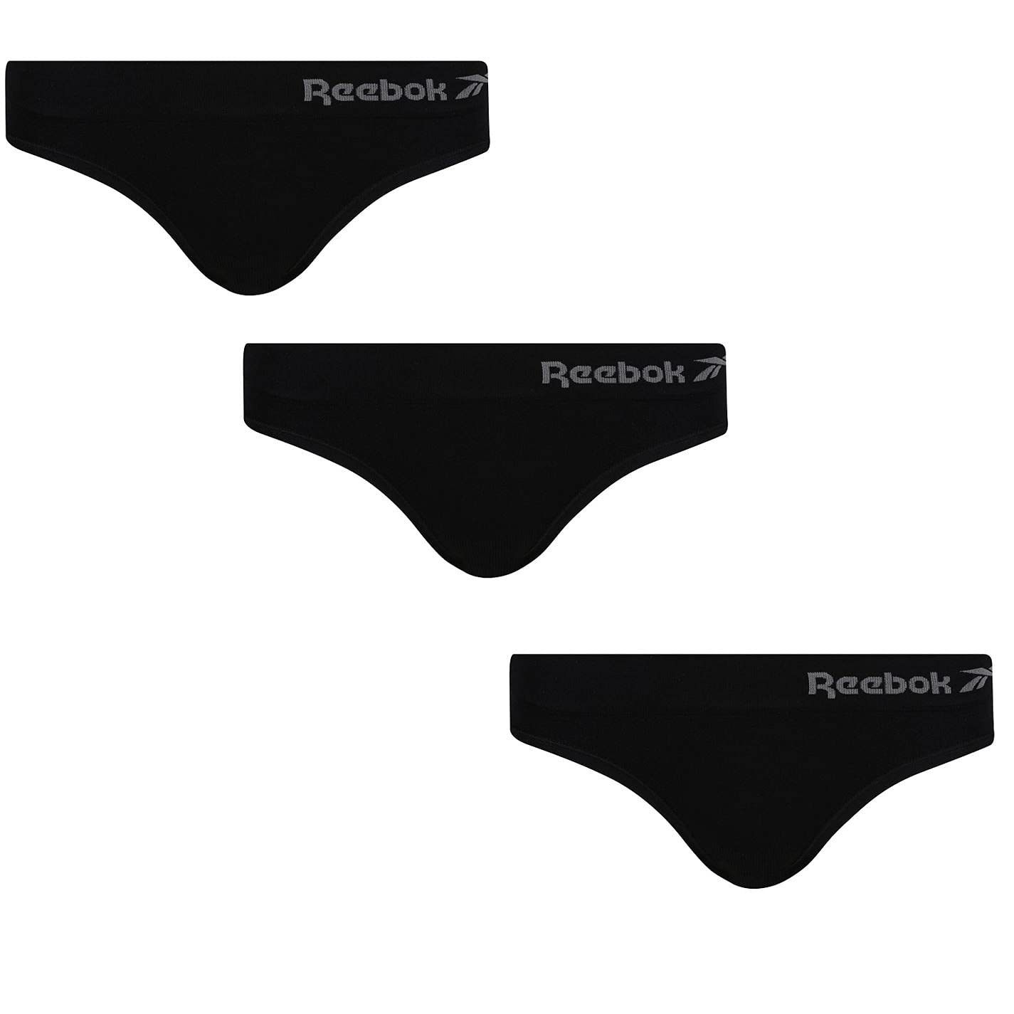 Reebok Women's Black ’S Raina Seamless Sports Briefs, Multi Pack Workout Underwear – Pack Of 3