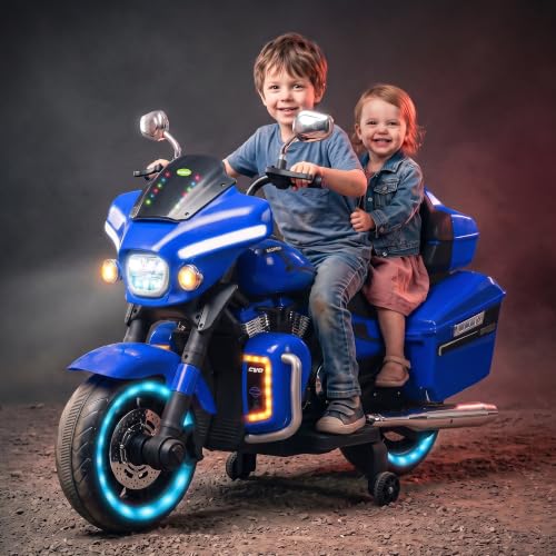 Image of BAYBEE Adreno Baby Electric Bike for Kids with Hand Accelerator | Big Battery Baby Bikes with Realistic Meter, RGB Lights & Music | Rideon Battery Operated Bike for Kids to Drive 1 to 8 Years (Blue)
