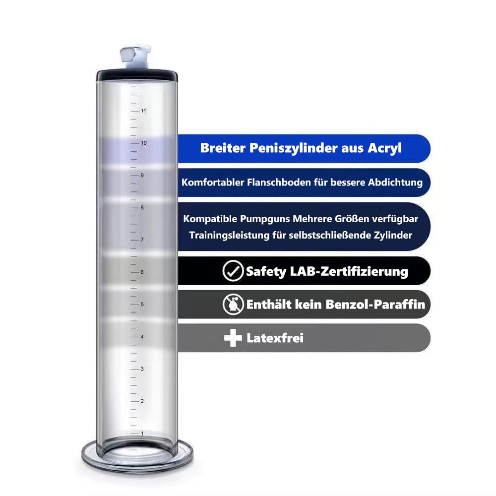 Zubehör für Penispumpen Transparentes Rundes Rohr mit Skala Penis-Erektion Aphrodisiakum Penisvergrößerung Extender SM manuelles Vakuum Pumpen Penisstimulieren Sex toy für Männer(G:22.9*7.6cm)