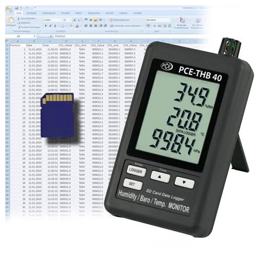 PCE Instruments Termohigrómetro Digital con Memoria para el Registro de Datos de Temperatura y Humedad Rango Temp.: 0-50 ºC Rango Humedad: 10-90% H.r PCE-THB 40