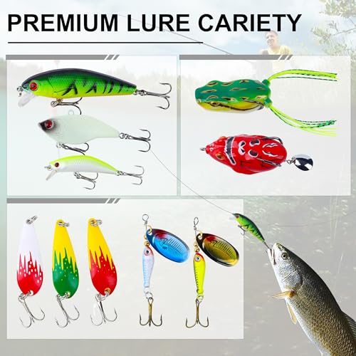 Tbbure TB-01 Equipo de Pesca con 220 Piezas para Bass y Otros Peces Kit con Señuelos Blandos, Anzuelos y Accesorios miniatura 4