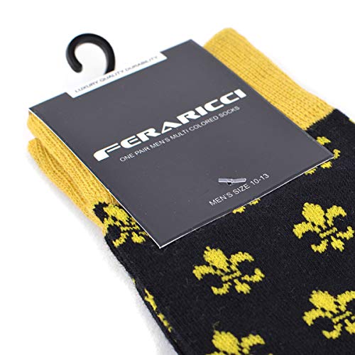 Boxed-Gifts UNKNOWN Men'S Fleur De Lis Patterned Premium Cotton Dress Casual Crew Socks thumb #2
