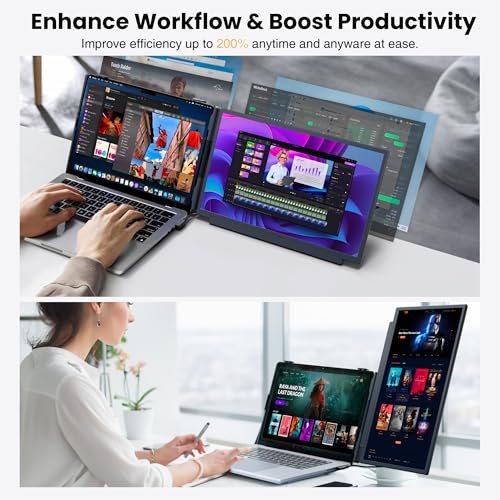 Image of kasorey Laptop Screen Extender, 15.6 inch FHD 1080P Detachable Laptop Monitor Extender for 13-17.3 inch Laptop, Plug-Play Portable Laptop Extended Monitor, Slim 0.27'' Travel Monitor for Wins /Mac /Android /PS5