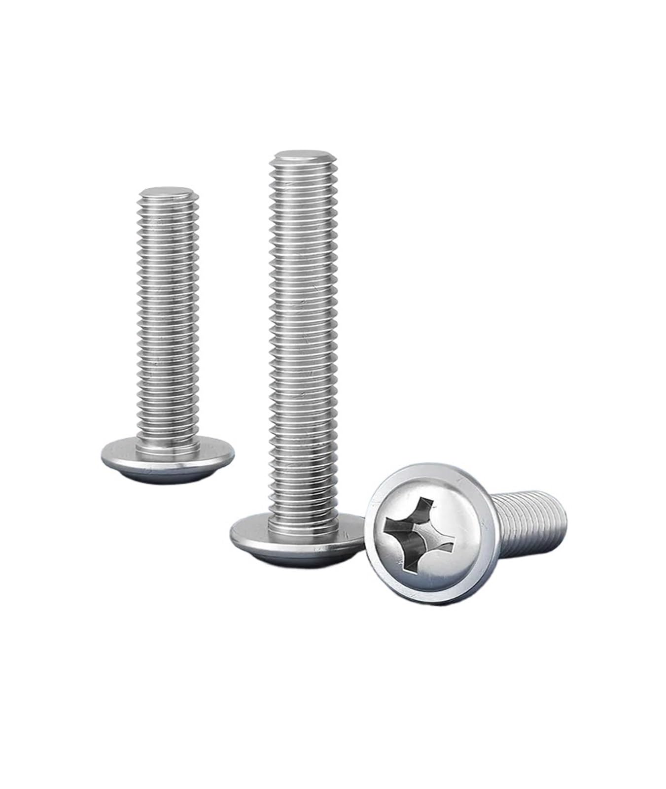 Viti a testa tonda M1.4/2 /2.5/3 /4/5 con rondella in acciaio inossidabile 304 con intaglio a croce, lunghezza 3 mm-50 mm(M3x3mm 100pcs)