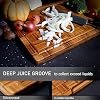 Tablas de cortar de bambú extra grandes Kikcoin (set de 3) con ranura para jugos, bloque de carnicero para cocina, bandeja de servir de grano final 6