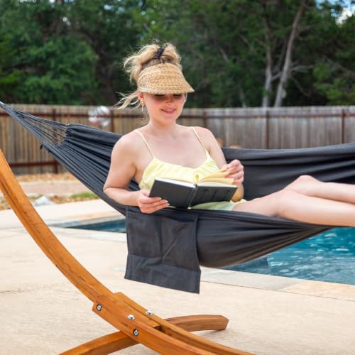 Image of SUNCREAT 2 Person Hammock with 10 ft Wooden Stand Included, Dark Gray