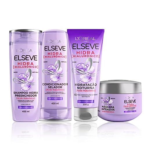 Kit L'Oréal Paris Elseve Hidra Hialurônico - Shampoo + Condicionador + Tratamento + Creme Noturno, Color Transparente