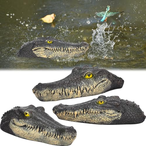 Silipull 3 Pcs Floating Alligator Head Decoy Pool Accessories 12.6 Inch Fake Alligator Pool Float Decoy for Goose, Duck Control, Garden and Patio Accessories (Classic)